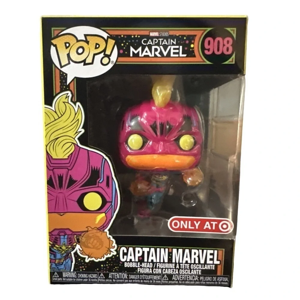 Funko Captain Marvel 908 Blacklight Bobble Head NIB Target Exclusive